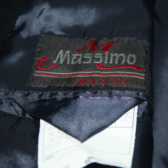 Massimo Italy Navy Blue Cashmere Wool Blend Men Long Classic Coat Size 44 - Picture 9 of 12